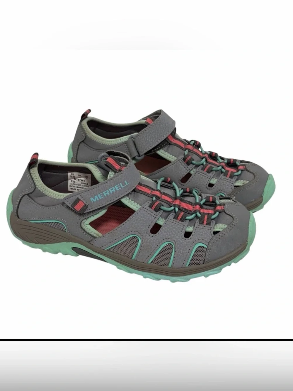 Merrell Grey Unisex Hydro H2O Hiker Water Shoes Sandals - Almost New - Big Kid 5